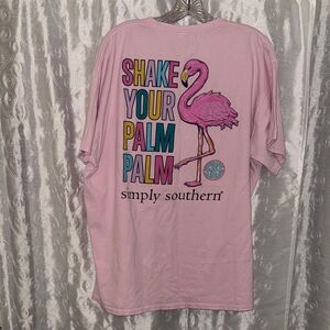 Simply Southern Pink Flamingo Graphic Tee Women’s Size XL 🔥 BL1